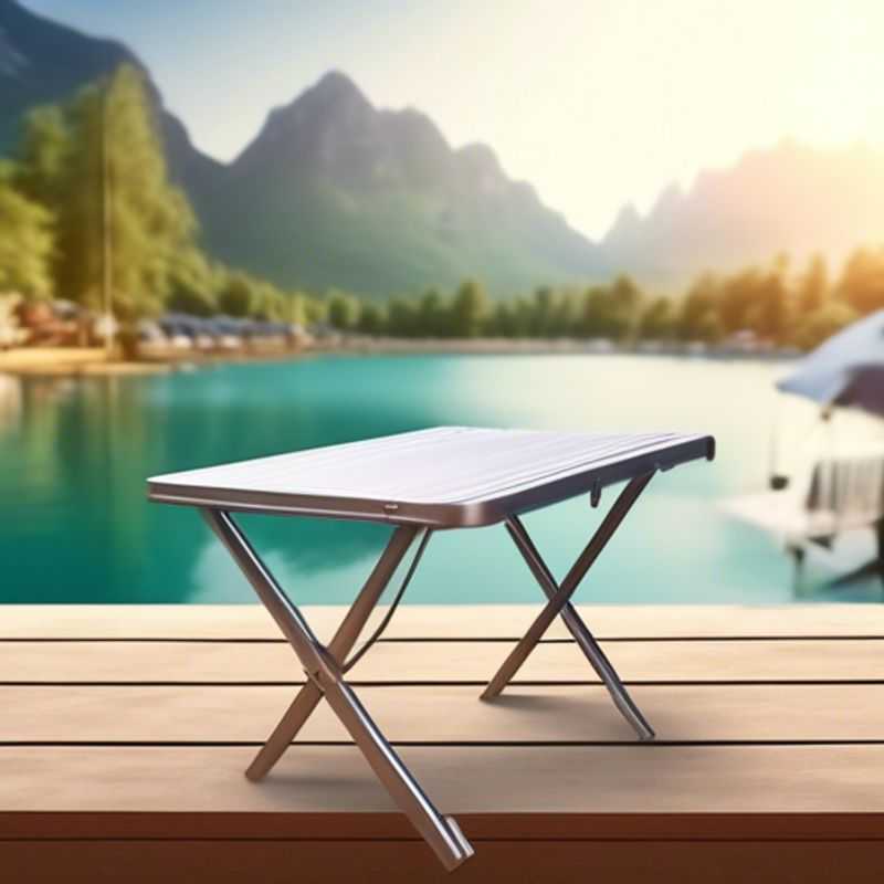 A compact, foldable camping table ready for adventure.