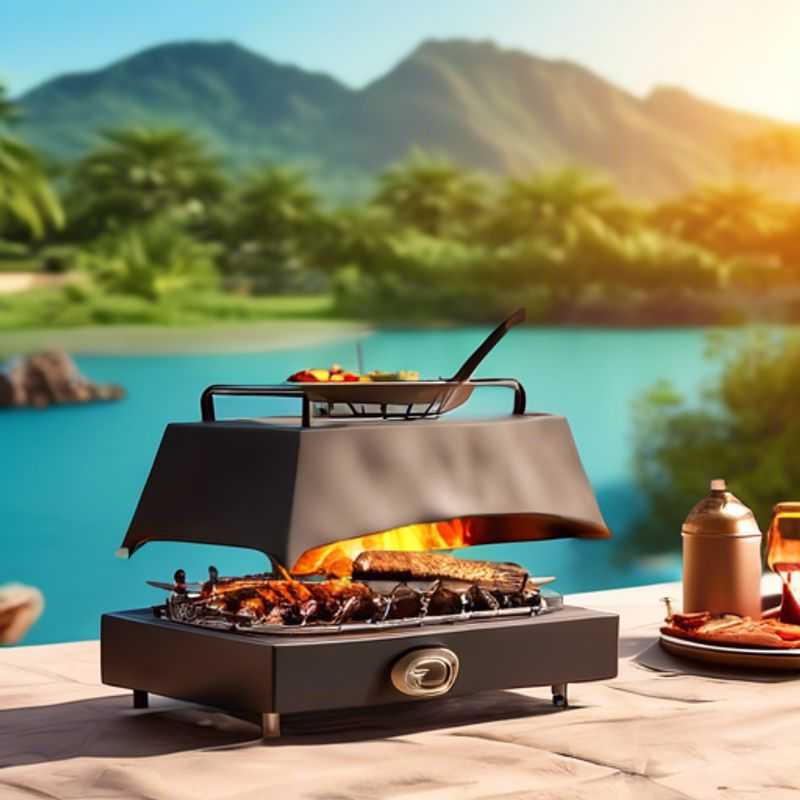 A portable grill or outdoor cooking stove, perfect for camping, tailgating, or backyard barbecues.