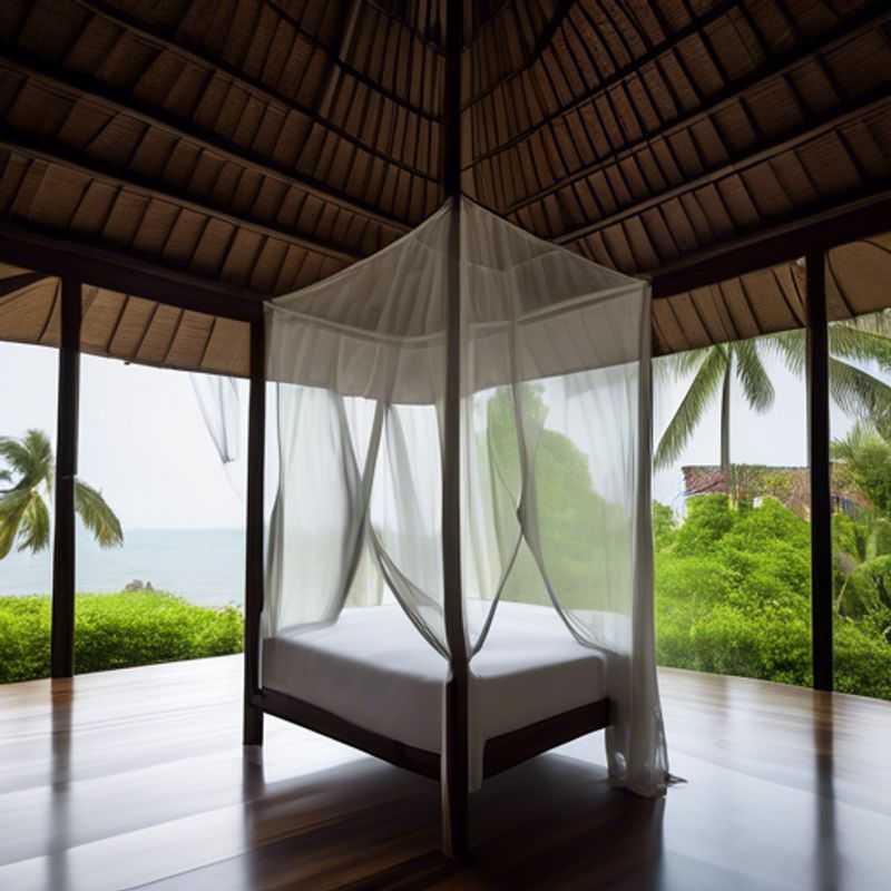 A mosquito net draped over a bed, offering protection from pesky insects.