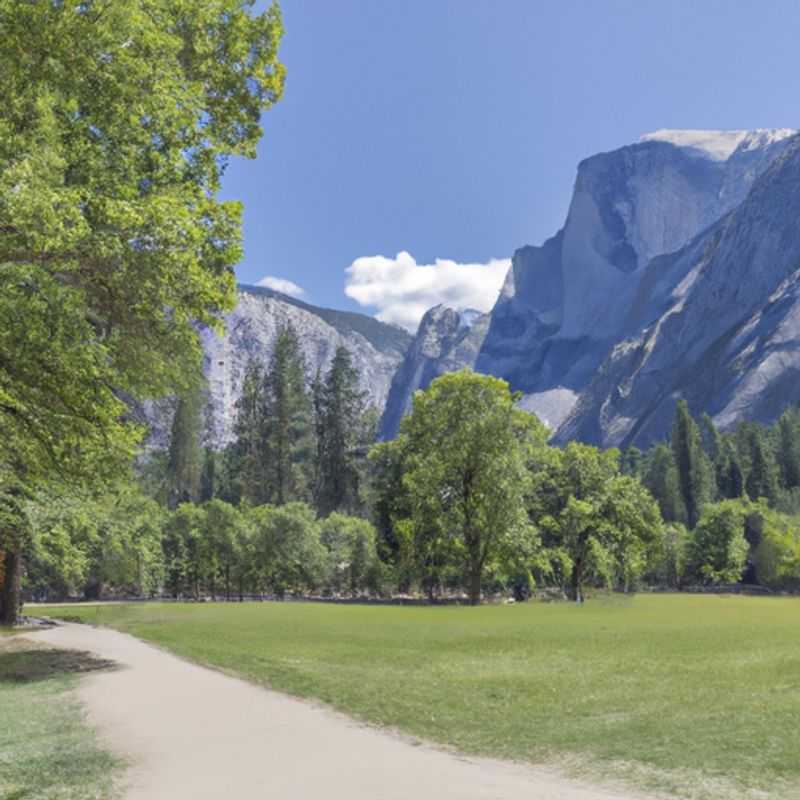 Six adventurers embarking on an unforgettable 4&#45;day spring expedition through the majestic wilderness of Yosemite National Park, USA, marveling at the towering granite cliffs, cascading waterfalls, and ancient giant sequoia trees.