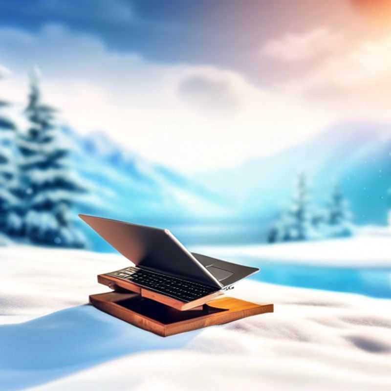 A sleek, modern laptop stand elevates your laptop to a comfortable, ergonomic viewing height, promoting better posture and reducing strain on your neck and back.