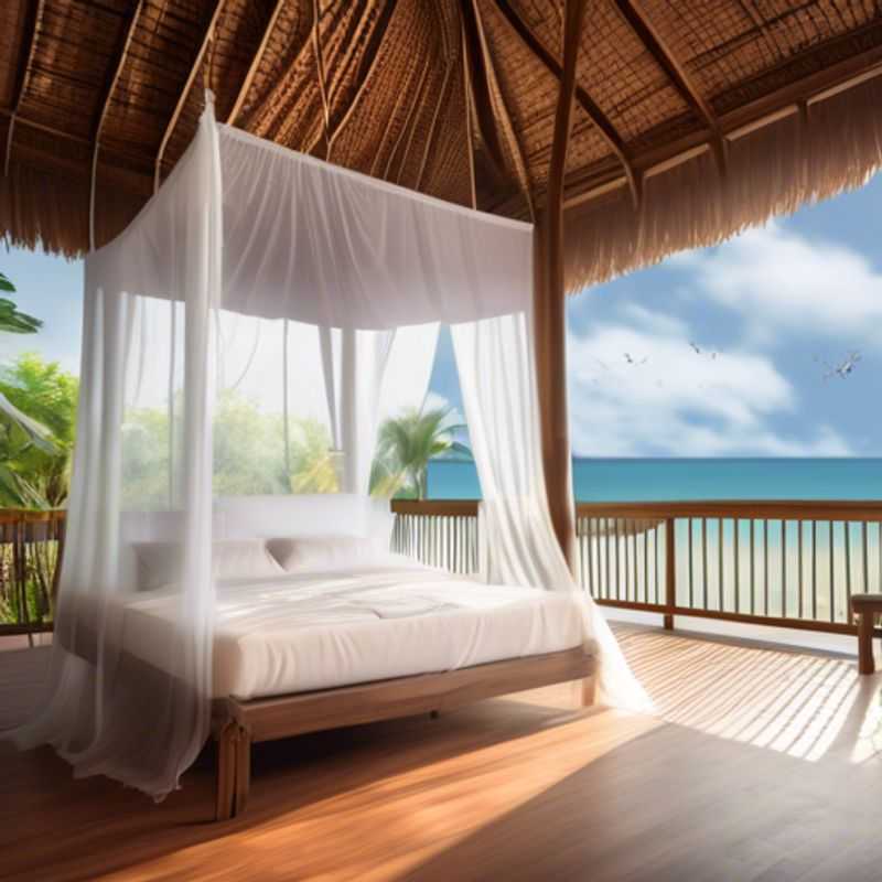 A mosquito net draped over a bed, offering protection from pesky insects.