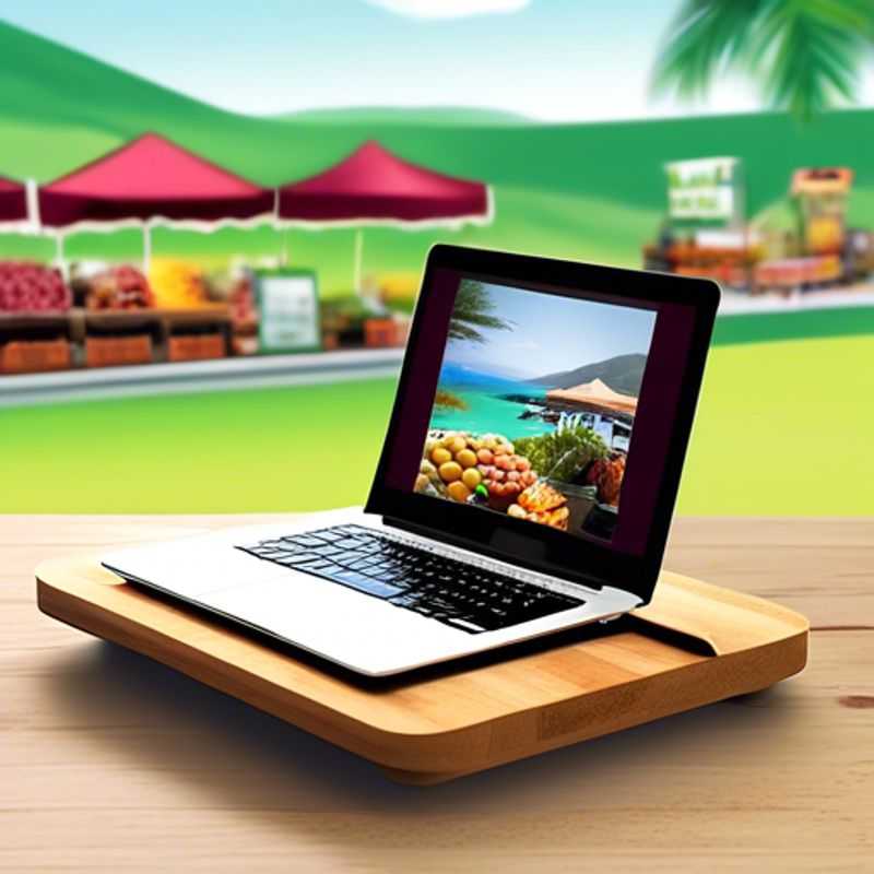 A sleek, modern laptop stand elevates your laptop to a comfortable, ergonomic viewing height, promoting better posture and reducing strain on your neck and back.