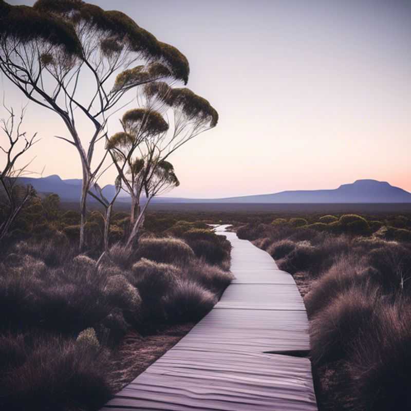 A caravan trailer nestled amidst the vibrant wildflowers of the Grampians Peaks Trail, Australia, as The Cultural Explorer embarks on a 24-hour adventure through this stunning natural wonderland during spring.